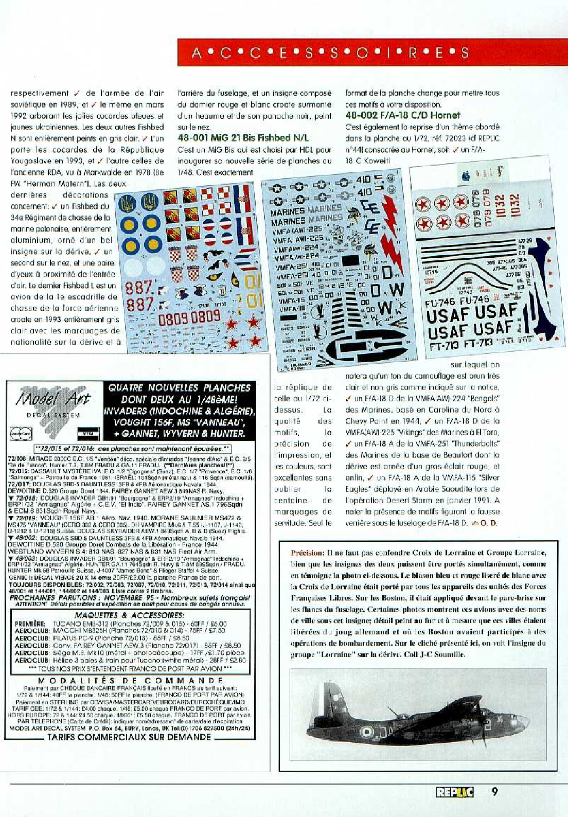 Replic 048 - Potez 63-11, I-16 type 18, F-A-18 Hornet, Bf-109 F